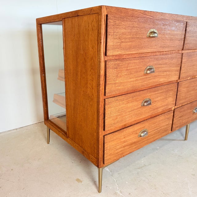 Vintage Oak Display Counter with 12 Drawers, 1960s For Sale - Image 9 of 18