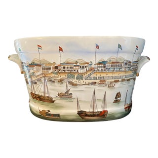 2000s Speer Hand Painted Shanghai Harbor Bowl For Sale