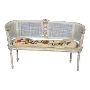 Beautiful Painted French Louis XVI Style Cane Settee
