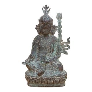 Antique Rich Verdigris Bronze Buddha For Sale