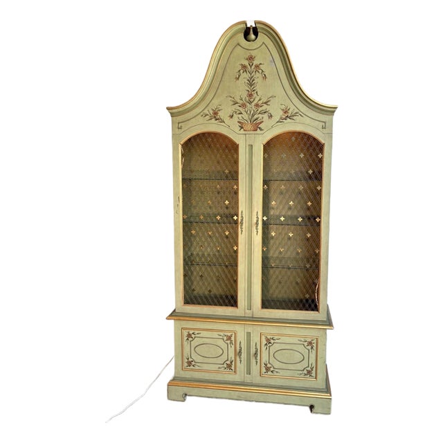 Rare John Widdicomb French Regency Style Bonnet Top Display Cabinet, Circa 1960s For Sale