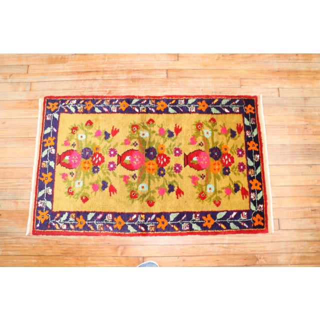 Mid 20th Century Floral Turkish Konya Rug - 2'7" x 4'2" For Sale - Image 10 of 18