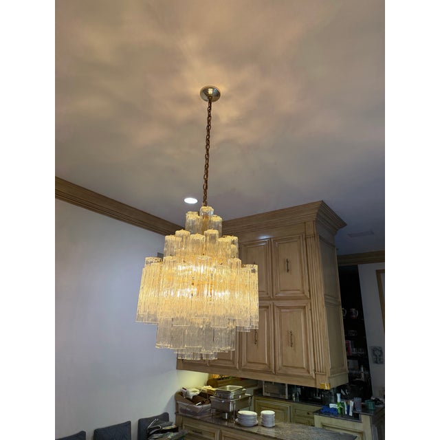 Vintage Mid Century Modern Italian Murano Style Glass Chandelier For Sale - Image 9 of 9
