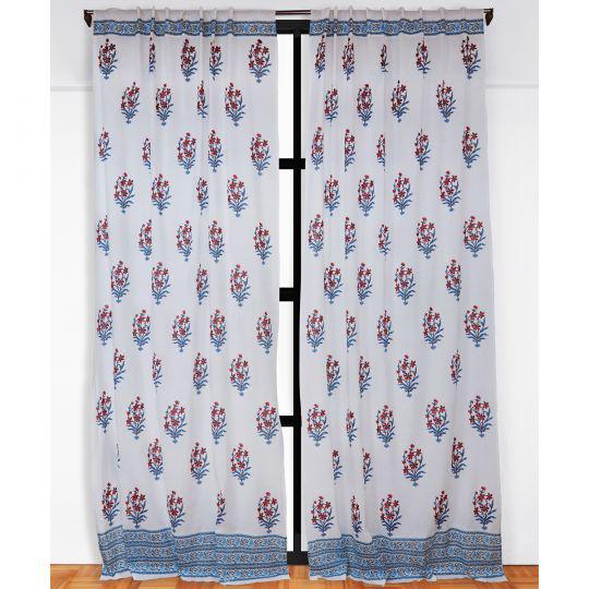 Indian Nargis 45" X 84" Orange & Blue Curtain For Sale - Image 3 of 3