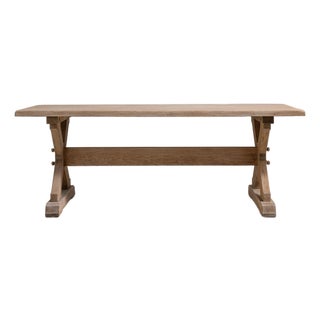 Oak Trestle Dining Table, Antique, France, Circa 1970 For Sale