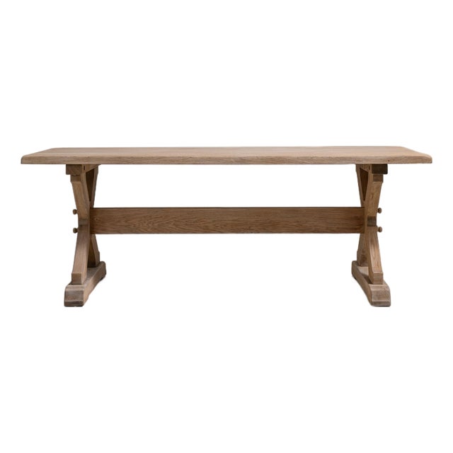 Oak Trestle Dining Table, Antique, France, Circa 1970 For Sale