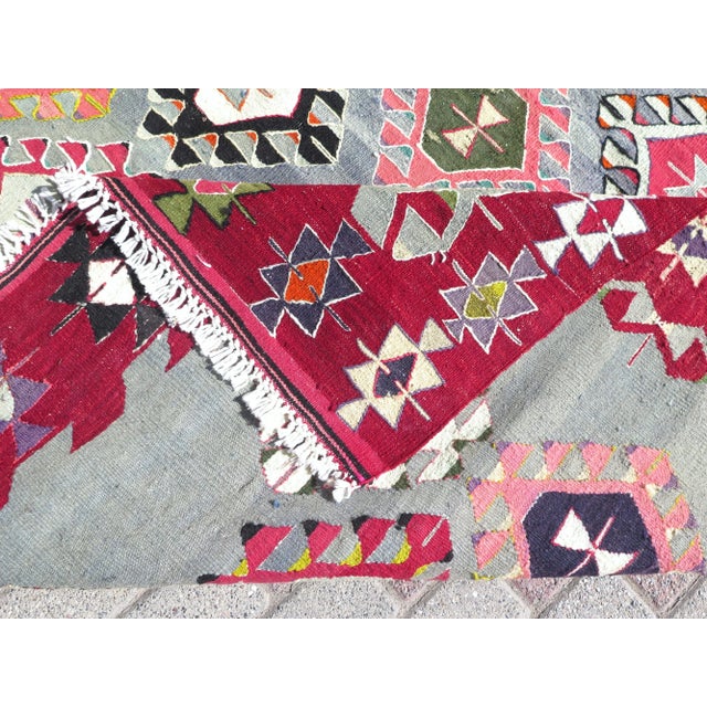 Vintage Turkish Handmade Aesthetic Area Boho Kilim Rugs For Sale - Image 4 of 11