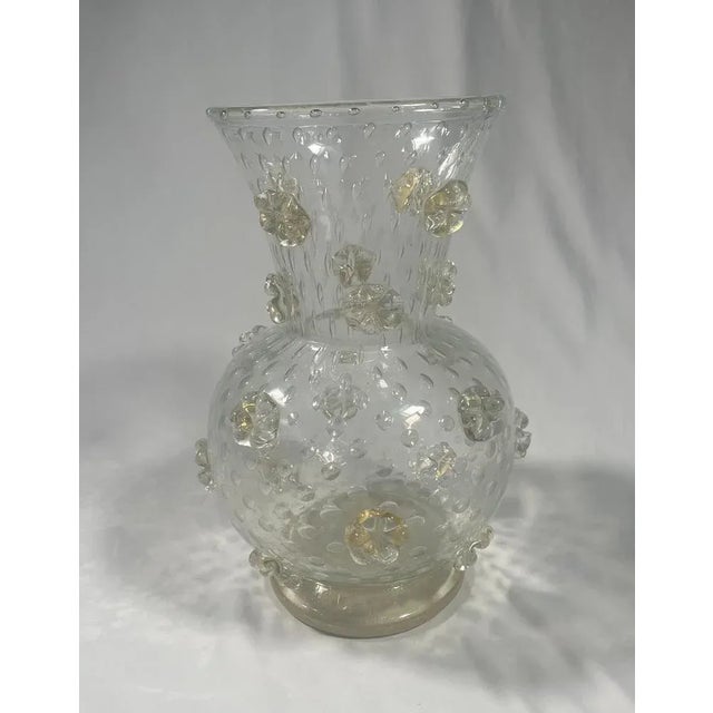 1940s Murano Glass Crystal and Gold Vase from Barovier & Toso For Sale - Image 5 of 7