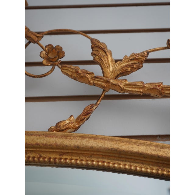 Italian Large Vintage Louis XV Style Wall Mirror W. Gold Frame For Sale In Philadelphia - Image 6 of 12