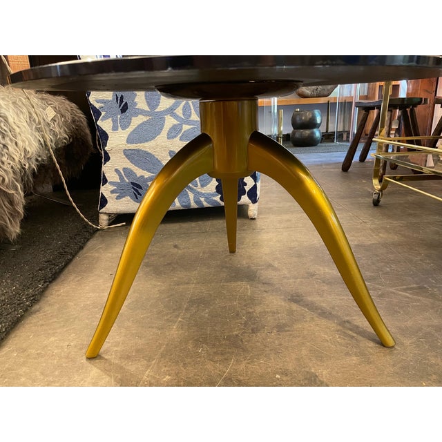 Art Deco Eglomise Blue Mirrored Top Side-Table, Attrib. to Jules Leleu For Sale - Image 9 of 18