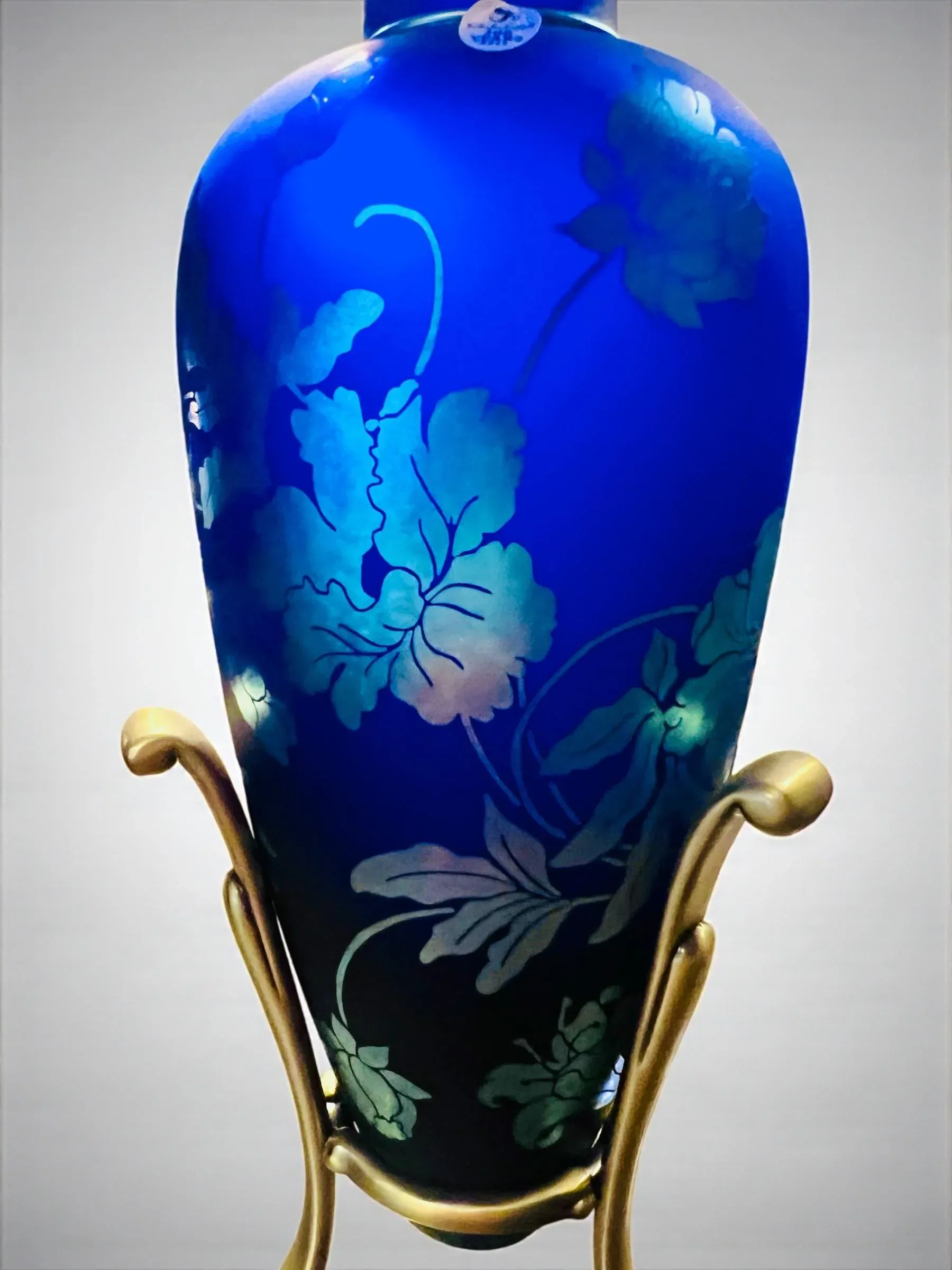 Vintage Glass Vase | 碧と金 ヴェネチアン様式 手吹き花瓶 VINTAGE ART GLASS VASE~AMBERINA~ORANGE/YELLOW~DIAMOND PATTERN~10.5