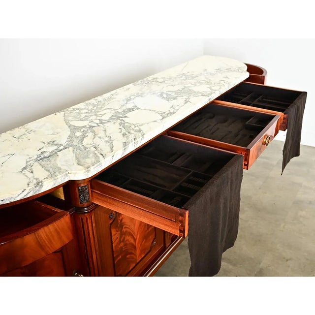 French French Vintage Mahogany & Marble Top Enfilade For Sale - Image 3 of 12