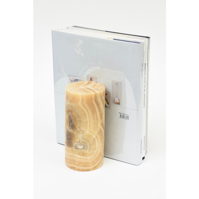 Vintage Italian Alabaster Column Bookends Cream, Tan, Gray, 1970's For Sale - Image 9 of 10