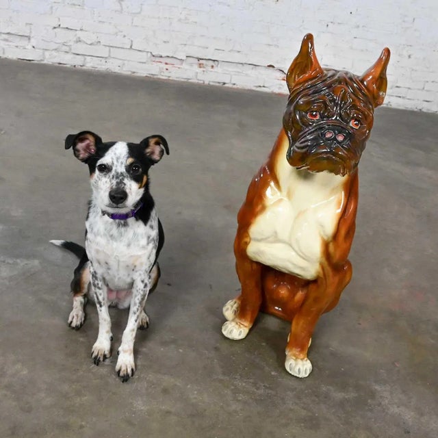 1970’s Large Scale Molded Resin Boxer Dog Statue / Sculpture Style Marwal Industries For Sale - Image 9 of 13