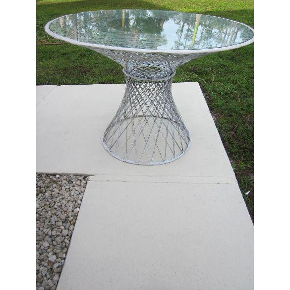 White Wicker Resin Round Patio Table with Glass Top Chairish