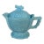 1920s Westmoreland Blue Milk Glass Grape and Cherry Patterned Creamer Pitcher With Lid For Sale