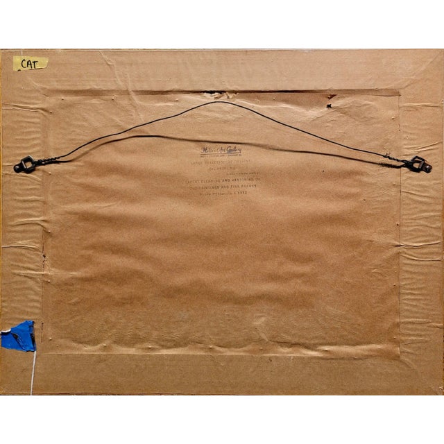 Green White Farm House in a Country Side Landscape -1930s Impressionist Oil Painting For Sale - Image 8 of 8