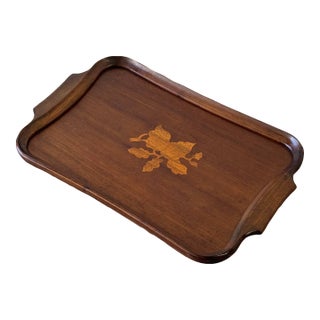 Vintage Danish Teak Serving Tray With Marquetry Inlay — Mid-Century Modern, 1960s For Sale
