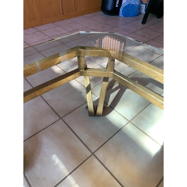 Gold 1960s Hollywood Regency Gilt Metal and Glass Coffee Table For Sale - Image 8 of 12