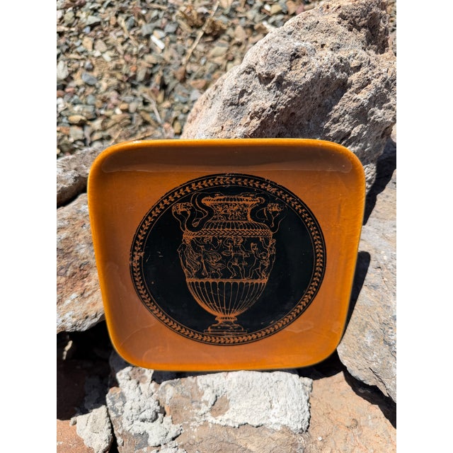 Mid-Century Modern Early Piero Fornasetti Milano Italy Porcelain "Vasi" Square Plate Vintage Mid Century Italian Pottery Catchall Tray For Sale - Image 3 of 10