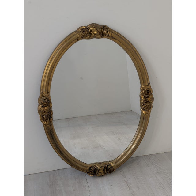Vintage Oval Mirror in Gilded Frame, 1965 For Sale - Image 3 of 12