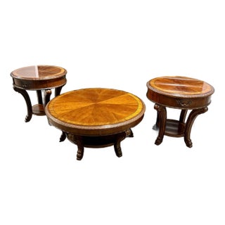A.r.t. Furniture Co. Round Coffee Table With Two End Tables For Sale