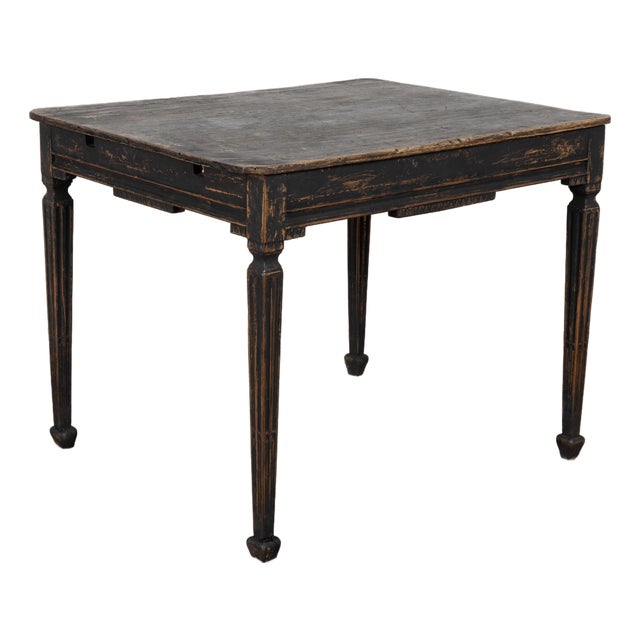 19th Century Swedish Black Painted Pine Side Table For Sale