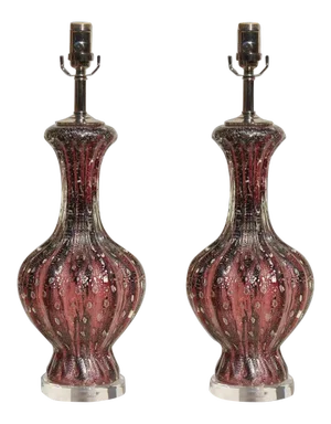 Vintage Murano Glass Lamps Purple