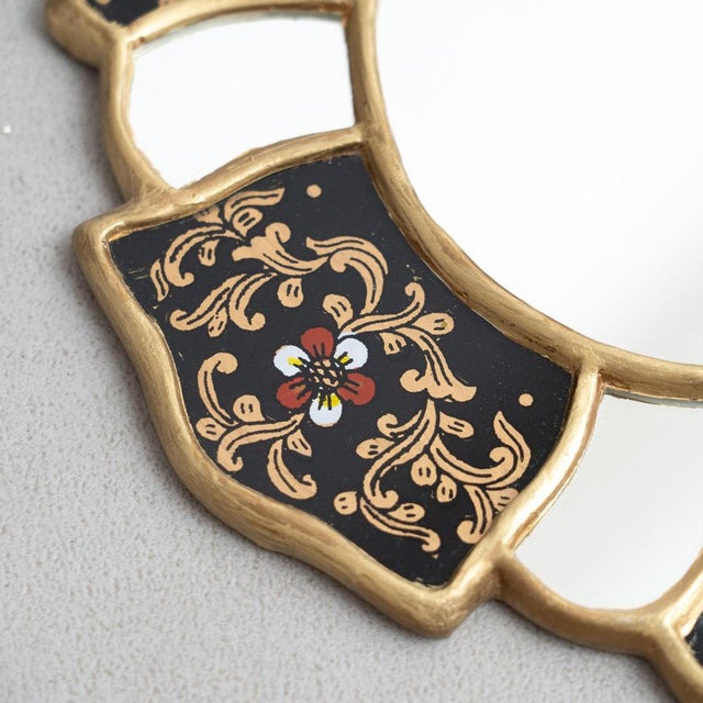 Mid-Century Peruvian Hand-Painted Wooden Wall Mirrors, 1960s, Set of 3 For Sale - Image 10 of 11