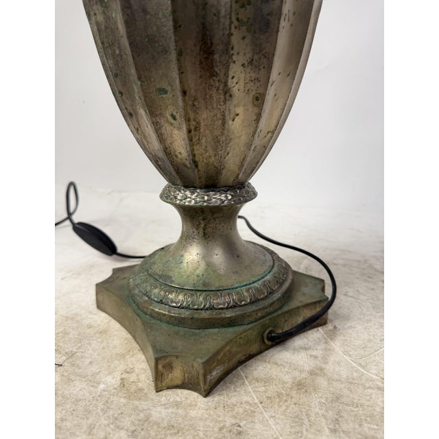 Antique Brass Table Lamp with Silk Shade, 1890s For Sale - Image 14 of 18