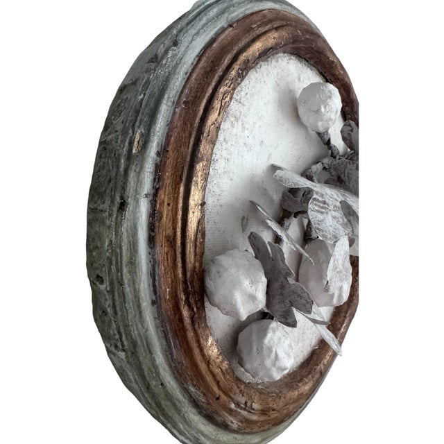 Paper Mache Fig Branch in Cartapesta Round Frame For Sale - Image 4 of 11