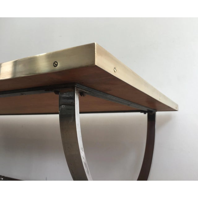 Maison Jansen Maison Jansen, Brushed Steel and Brass Neoclassical Style Coffee Table For Sale - Image 4 of 13