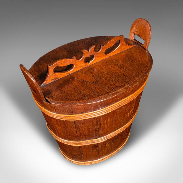 Wood Antique Lidded Waste Bin, Georgian, Dutch, Oak, Fruitwood, Fireside Store c.1800 For Sale - Image 7 of 10