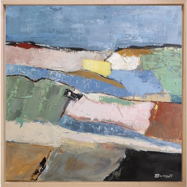 "Vibrato Landcape" Original Contemporary Oil Painting on Canvas by Sophie Dumont, Framed For Sale - Image 9 of 10