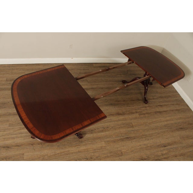 Ethan Allen '18th Century Banded Mahogany' Double Pedestal Dining Table For Sale - Image 12 of 12