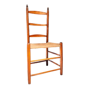 19th Century Natural Woven Rope Seat Ladder Back Single Side Chair