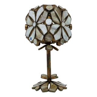 Italian Brutalist Table Lamp in Longobard Glass & Wrought Iron, 1970s For Sale