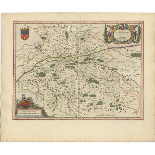 Antique Blaeu Map of Touraine, Tours and the Loire Valley, 1642 For Sale - Image 3 of 12