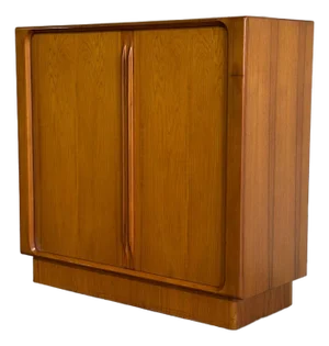 Teak Tambour Door Highboy Dresser Cabinet by Bernhard Pedersen Denmark Mid-Century 1960s