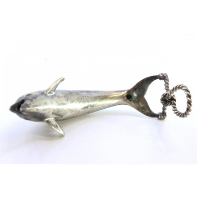 Dolphin in Nickel Silver Resting with Rope-Shaped Base For Sale - Image 3 of 7