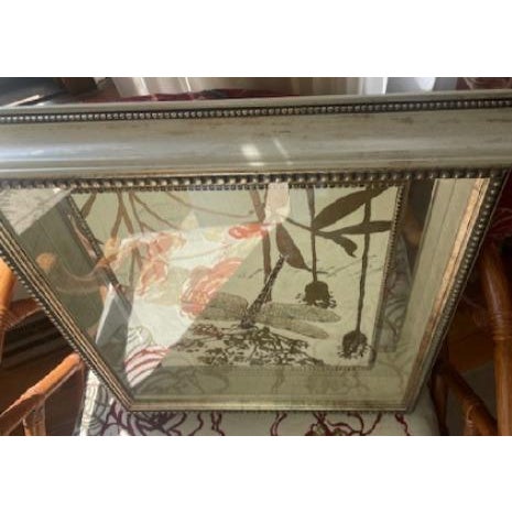 Gold 1990s Chad Barrett, Snapdragon Print Mirrored Framed Shadowbox For Sale - Image 8 of 14