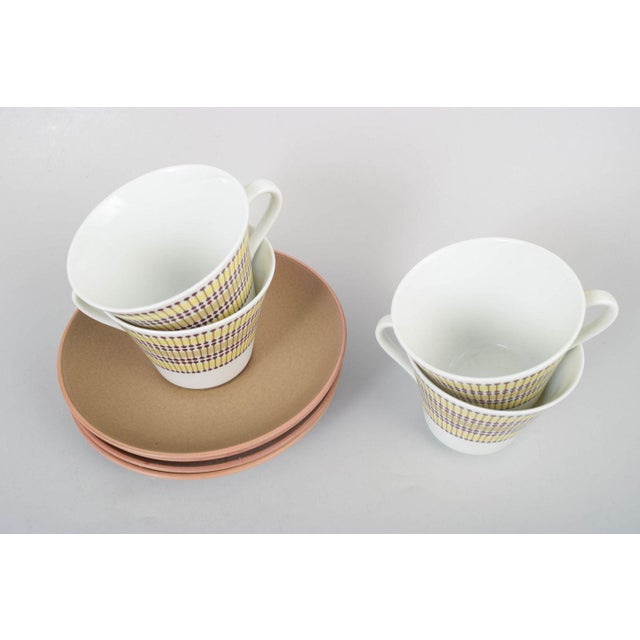 Mandarin Teacups with Saucers by Marianne Westman for Rörstrand, 1960s, Set of 8 For Sale - Image 3 of 5