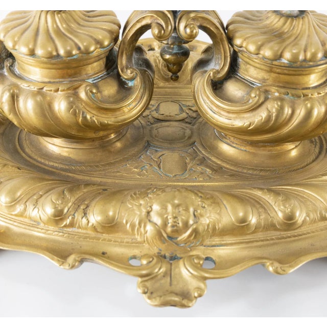 Bronze French Renaissance Style Inkwell Desk Set For Sale - Image 8 of 13
