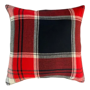 Antique Plaid Carriage Blanket Pillow Cover - Reversible - 22" Square -