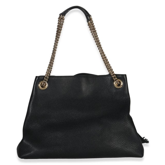 Gucci Black Pebbled Calfskin Medium Soho Chain Shoulder Bag For Sale - Image 4 of 8