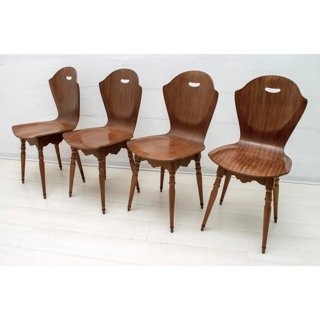 Curved Wood Dining Chairs by Carlo Ratti, 1950s, Set of 4 For Sale - Image 4 of 17