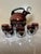 Excellent Condition: Art Deco 1930s Krome Kraft Farber Bros amethyst decanter and 5 cordial glasses. This amazing drink...