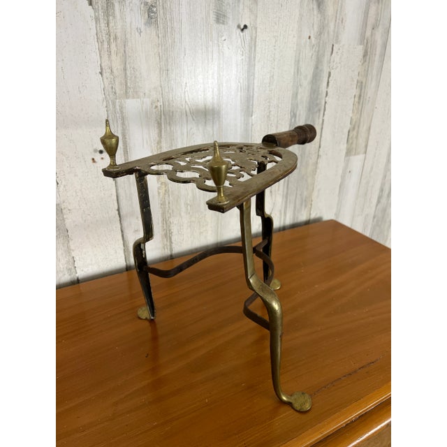 Antique Brass and Forged Iron Trivet For Sale In Dallas - Image 6 of 13