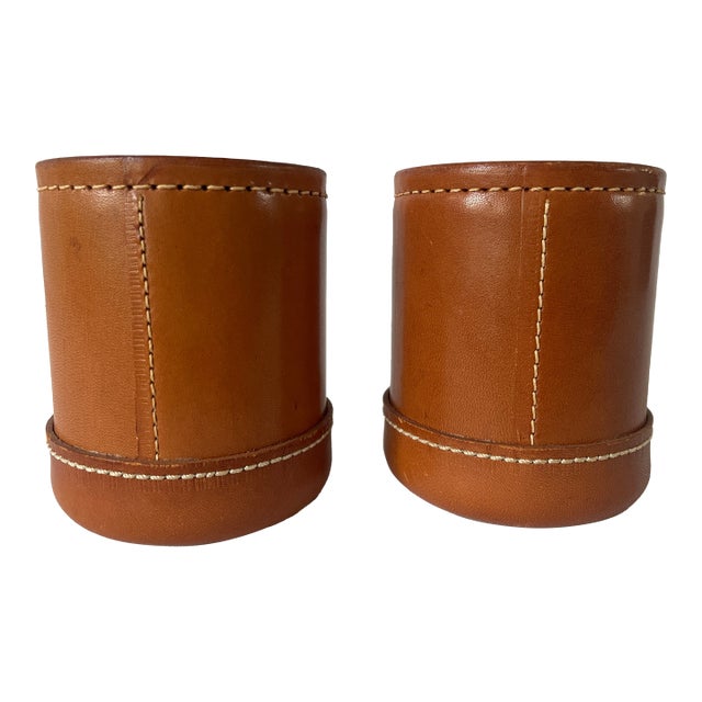 Pair of Hand Stitched Leather Dice Cups For Sale