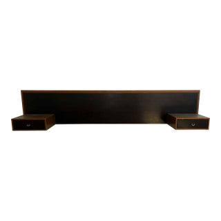 1960s Mid-Century Modern Floating Headboard With Integrated Nightstands For Sale